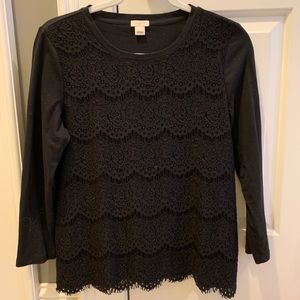 JCrew Lace-front Long-sleeved top